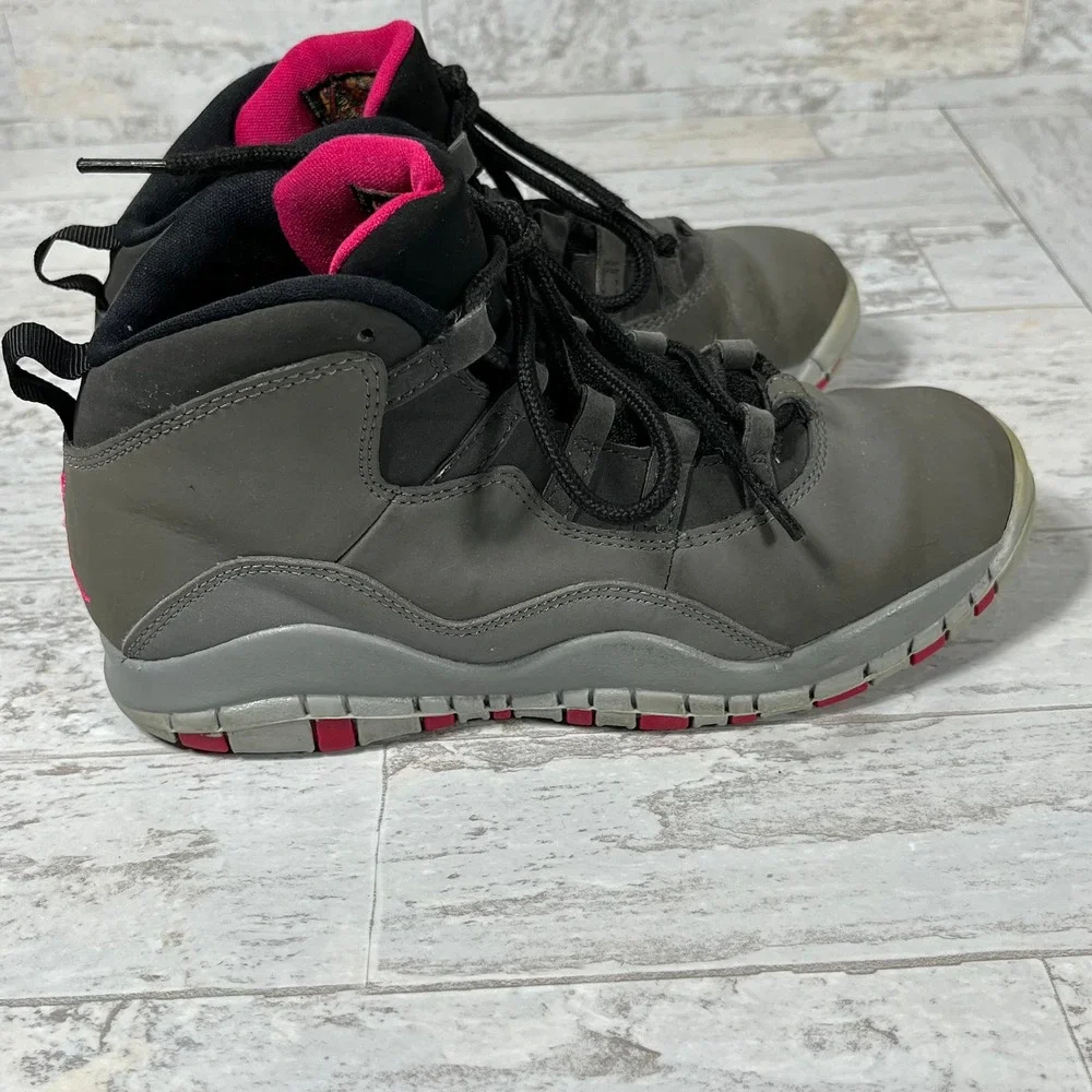Nike Jordan 10 Retro Shoes Boys Size 2Y Smoke‎ Gray Rush Pink 487212-006
